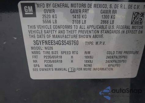 2016 Cadillac Srx Luxury Collection from USA, damaged, VIN 3GYFNEE34GS549760